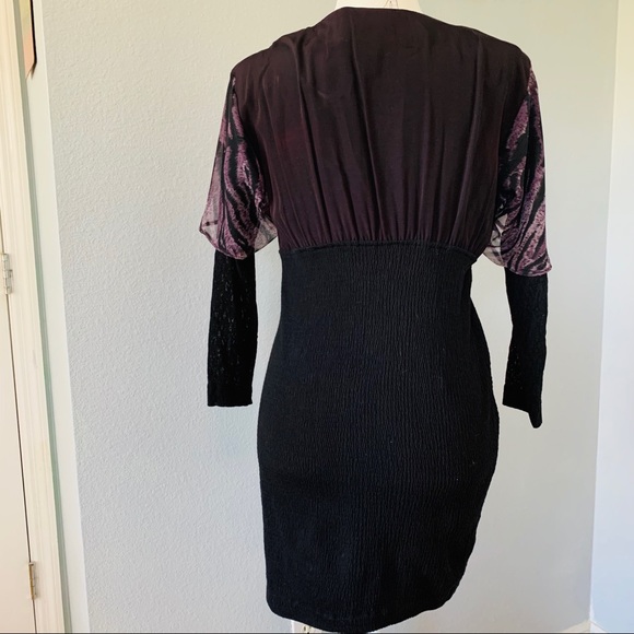 Vintage 80’s/90’s Long Sleeve Black Body Con Dress - Picture 4 of 8